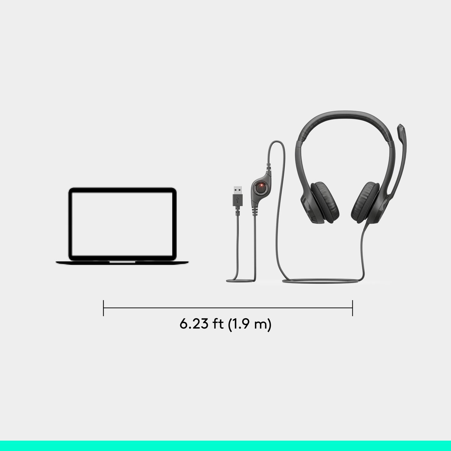 Logitech H390 Wired Headset for PC/Laptop, Stereo Headphones with Noise Cancelling Microphone, USB-A, in-Line Controls, Works with Chromebook - Black, 1 Pack 🍁 All In One Marketplace Canada