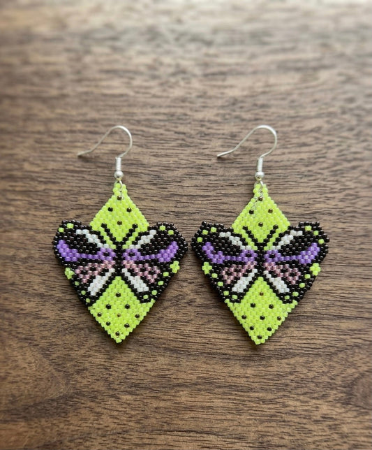 Butterfly Beaded Earrings (Green)