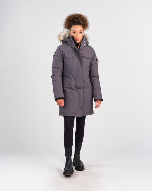 Outdoor Survival Canada OSC Women's Jaci -40 Down Parka, Charcoal Grey, Medium - ON DISPLAY