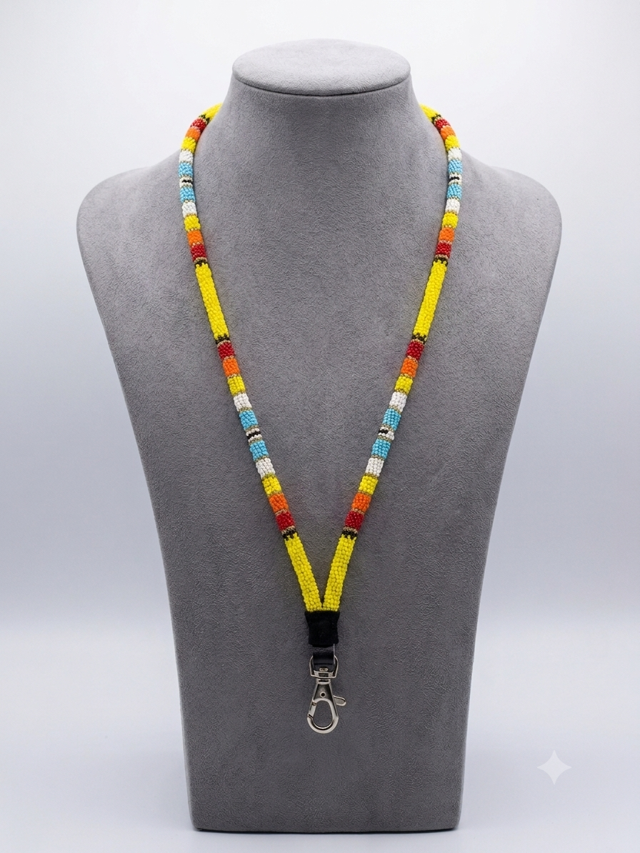 Round Beaded Lanyard(Yellow)