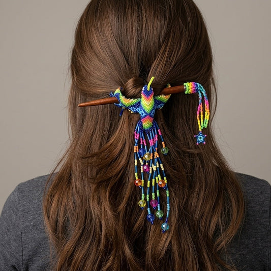 Royal Blue Hummingbird Beaded Hair Stick