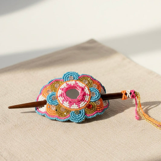 Multicolor Barrette light orange W/ sky blue (24)