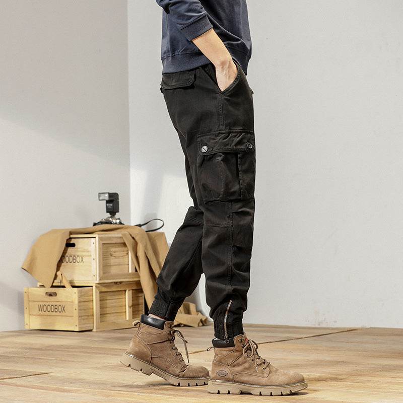 New Retro Ankle-tied Loose Overalls Versatile Casual Cargo Pant men