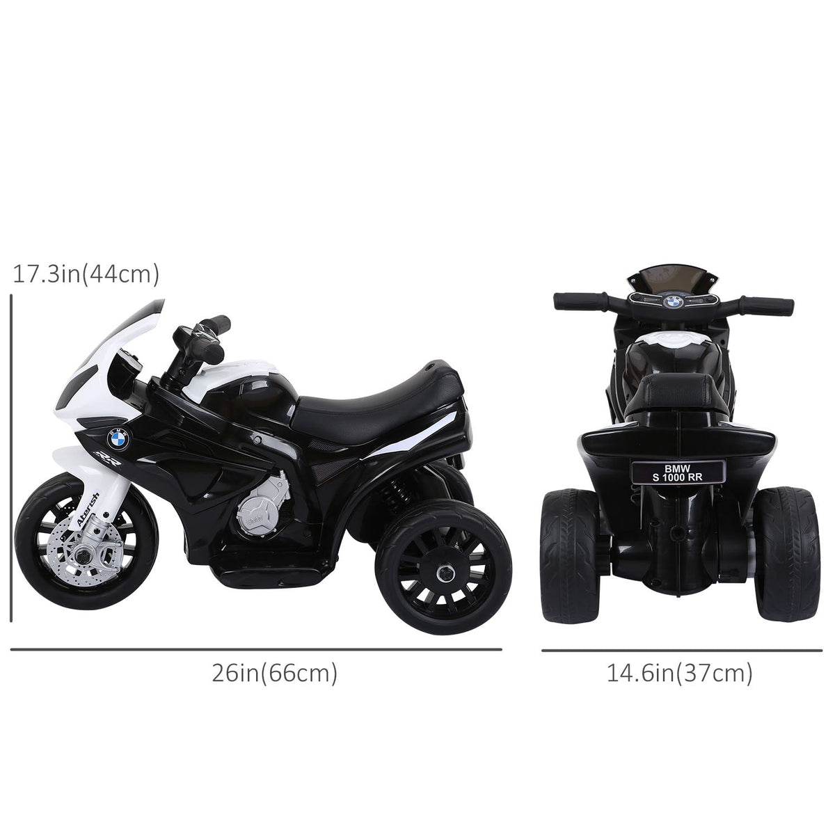 Kids Motorcycle, 6V Battery Powered Toddler Motorcycle with Headlight, Music, 3 Wheels Electric Motorcycle for Kids, Licensed BMW, Gift for Boys & Girls -Black