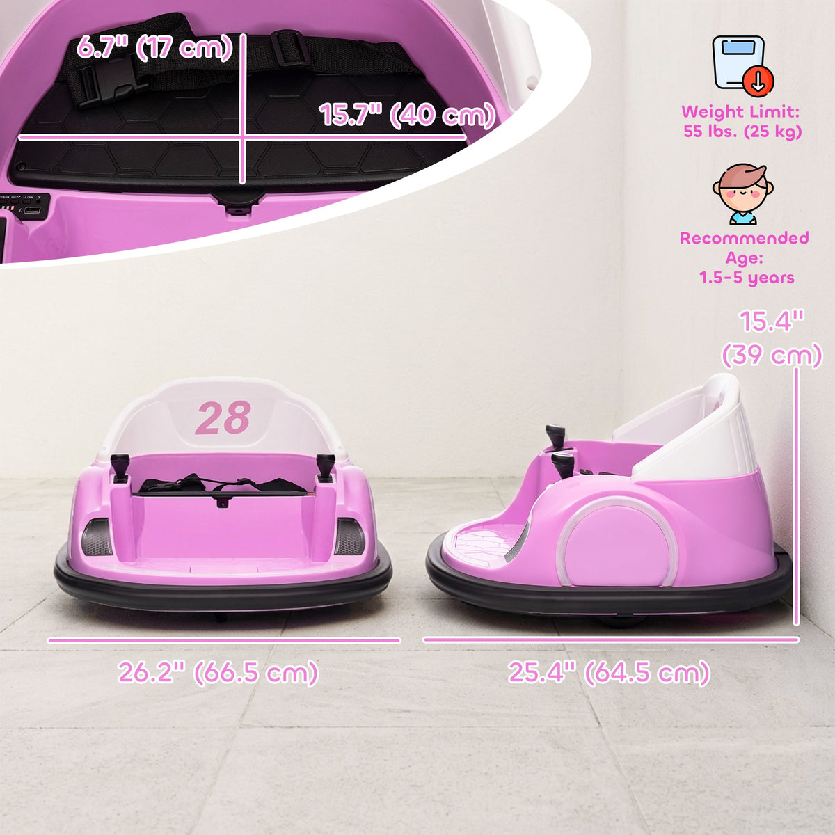 12V Bumper Car for Toddlers, Ride On Car with 360 Degree Remote Control, Lights Music Horn, for 1.5-5 Years, Light Blue