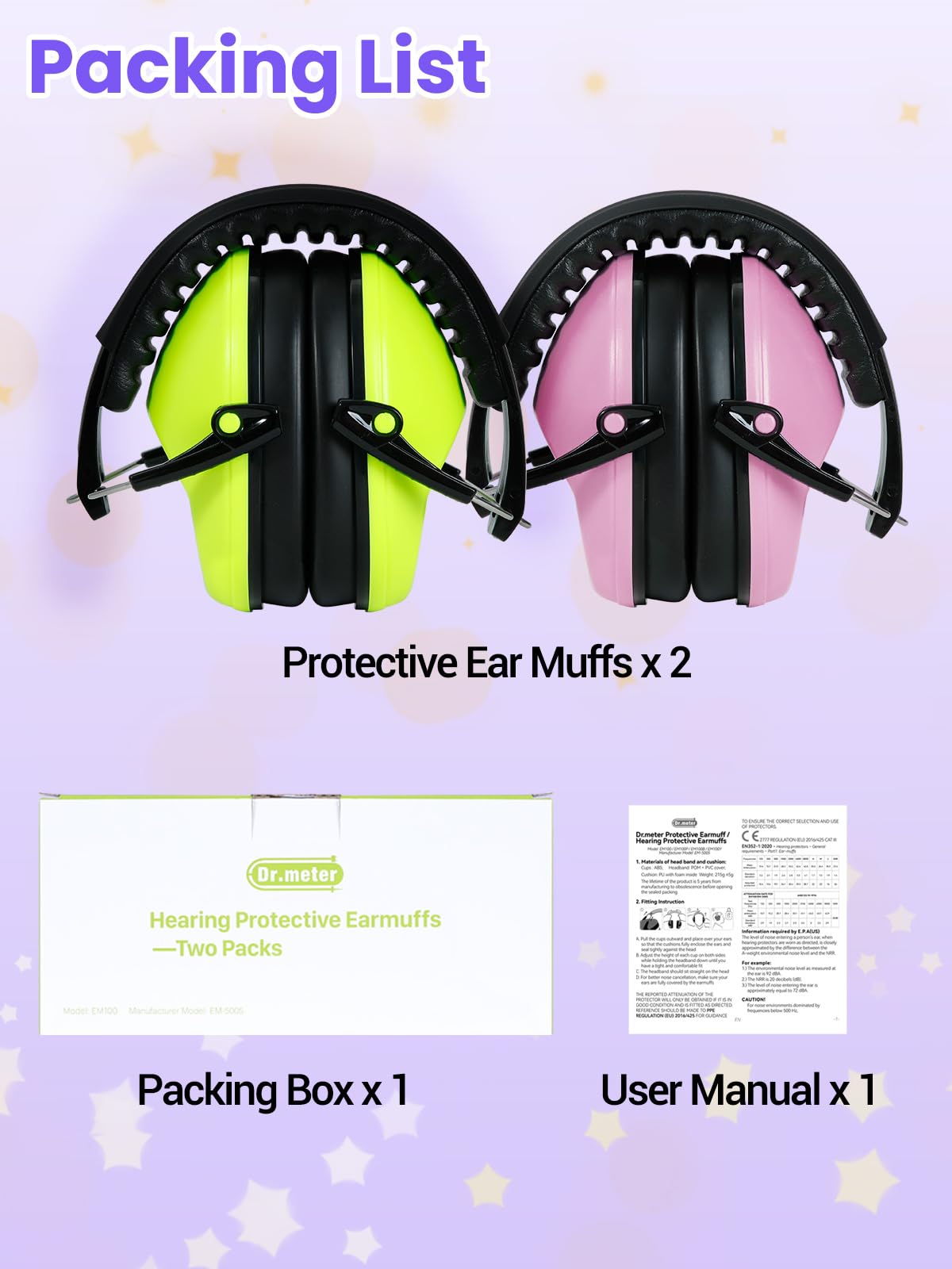 2 Pack Noise Cancelling Headphones for Kids: Dr.meter Kids Ear Protection Earmuffs for Autism Sensory - Hearing Protection Earmuffs for Monster Truck Concerts Study and Fireworks - (green+pink) 🍁 All In One Marketplace Canada