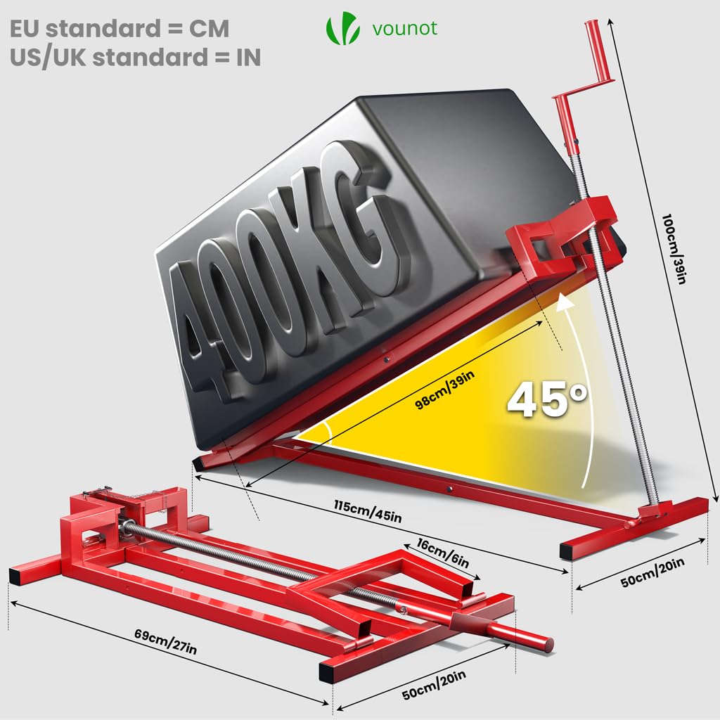 VOUNOT Ride on Lawn Mower Lift Jack, Telescopic Maintenance Jack for Lawn mowers and Garden Tractors, Weight Capacity 880 Lbs, Red 🍁 All In One Marketplace Canada