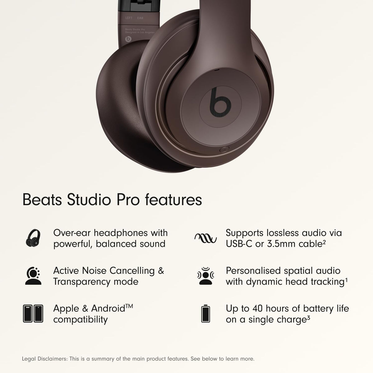Beats Studio Pro - Wireless Bluetooth Noise Cancelling Headphones - Personalized Spatial Audio, USB-C Lossless Audio, Apple & Android Compatibility, Up to 40 Hours Battery Life - Deep Brown 🍁 All In One Marketplace Canada