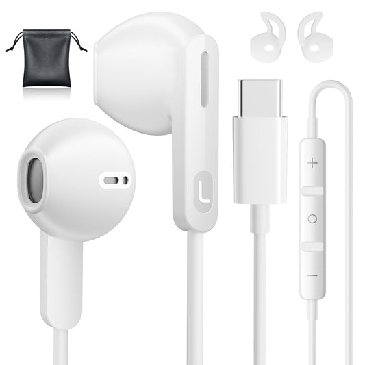 USB C Headphones, Type C Wired Earbuds for iPhone 17 15/16/ 15 Pro/ 15 Pro Max Headphones with Microphone Noise Isolation Stereo Wired Earphones for Samsung Galaxy S25 S24 S23 Ultra S22 S21FE Android 🍁 All In One Marketplace Canada