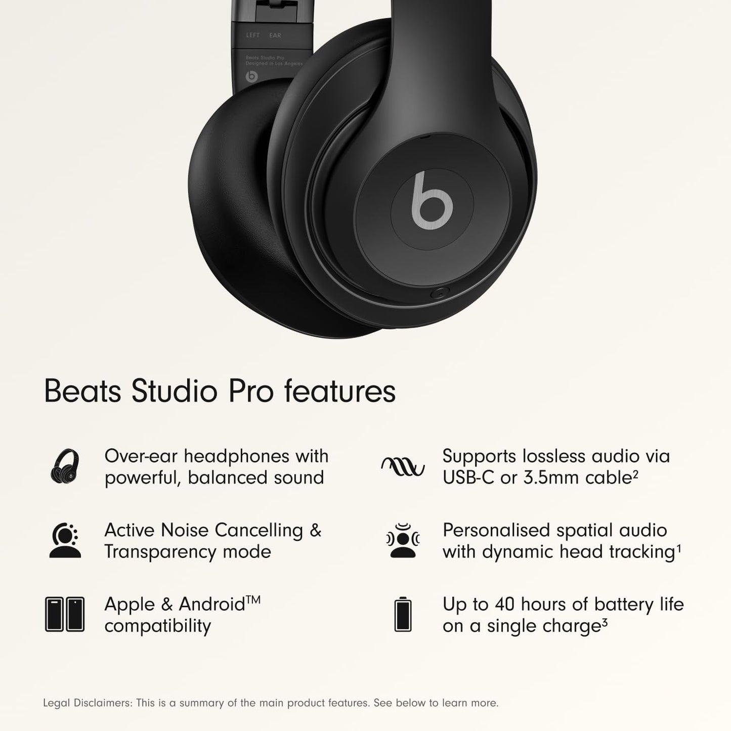 Beats Studio Pro - Wireless Bluetooth Noise Cancelling Headphones - Personalized Spatial Audio, USB-C Lossless Audio, Apple & Android Compatibility, Up to 40 Hours Battery Life - Black 🍁 All In One Marketplace Canada