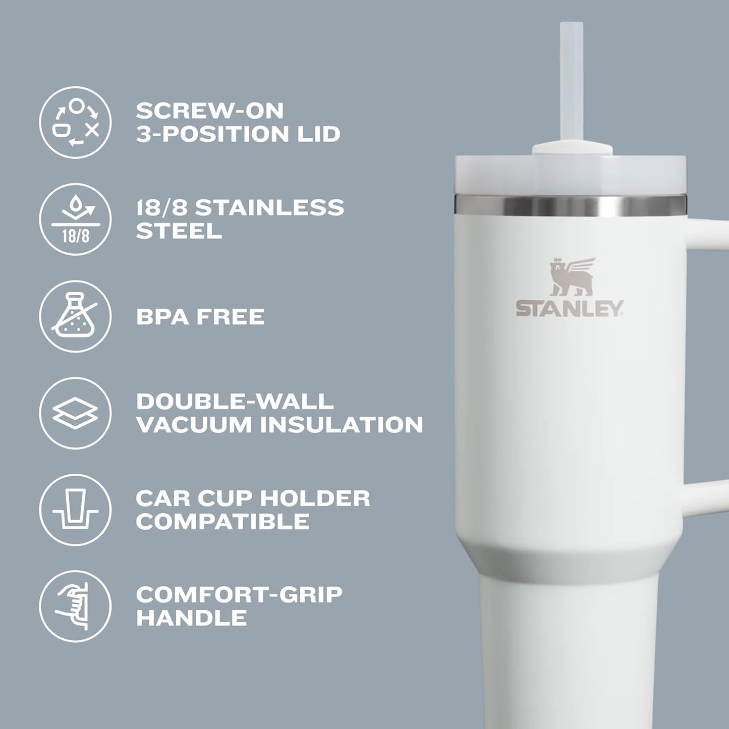 Stanley Quencher H2.0 Tumbler with Handle and Straw 14 oz Flowstate 3-Position Lid Cup Holder Compatible for Travel Insulated Stainless Steel Cup BPA-Free Seafoam 🍁 All In One Marketplace Canada