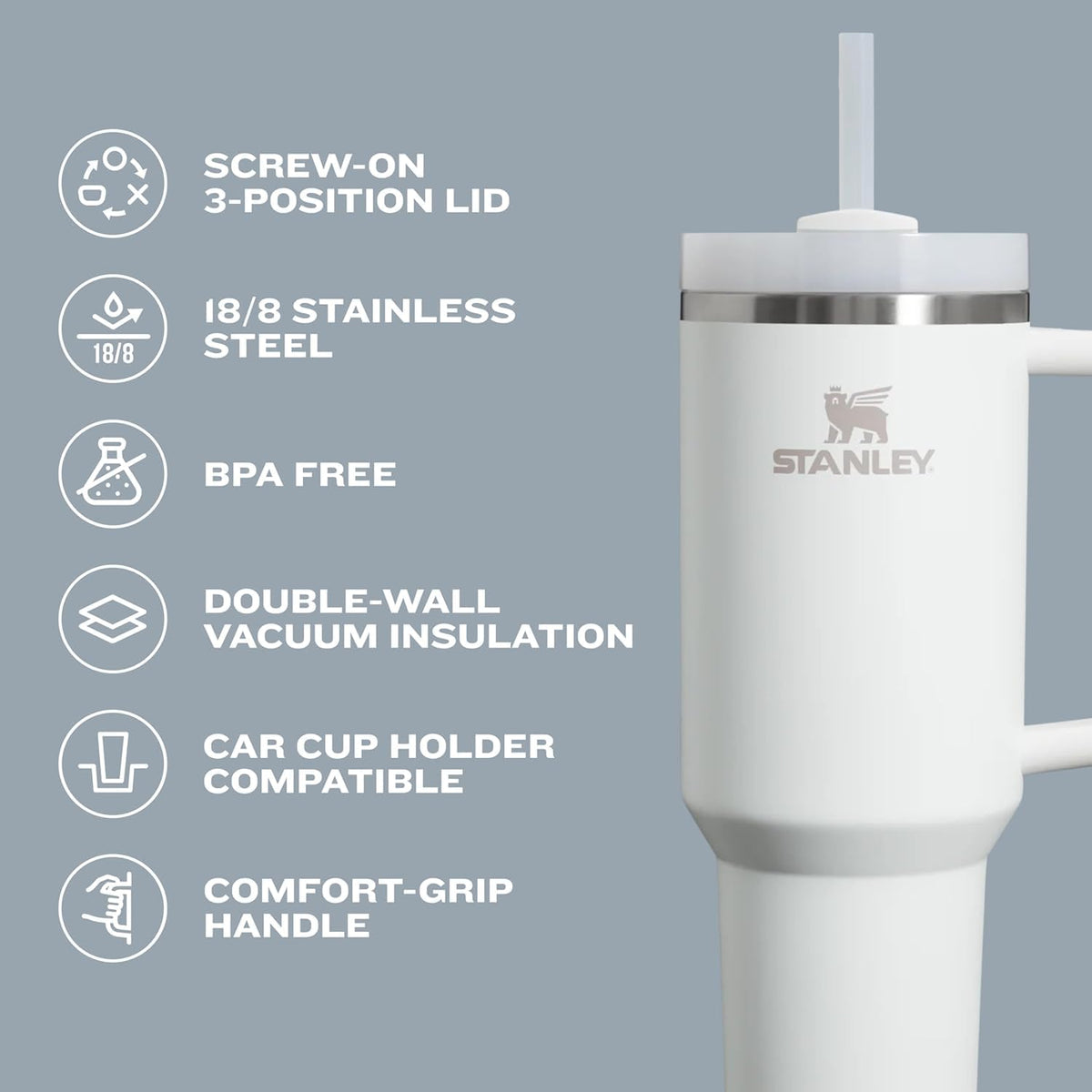 STANLEY Quencher H2.0 Tumbler with Handle and Straw 40 oz | Flowstate 3-Position Lid | Cup Holder Compatible for Travel | Insulated Stainless Steel Cup | BPA-Free | Goldenrod Coral 🍁 All In One Marketplace Canada