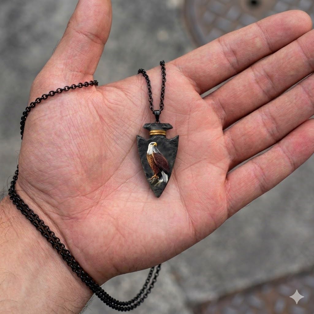SUPAC Bald Eagle Triangle Pendant Necklace