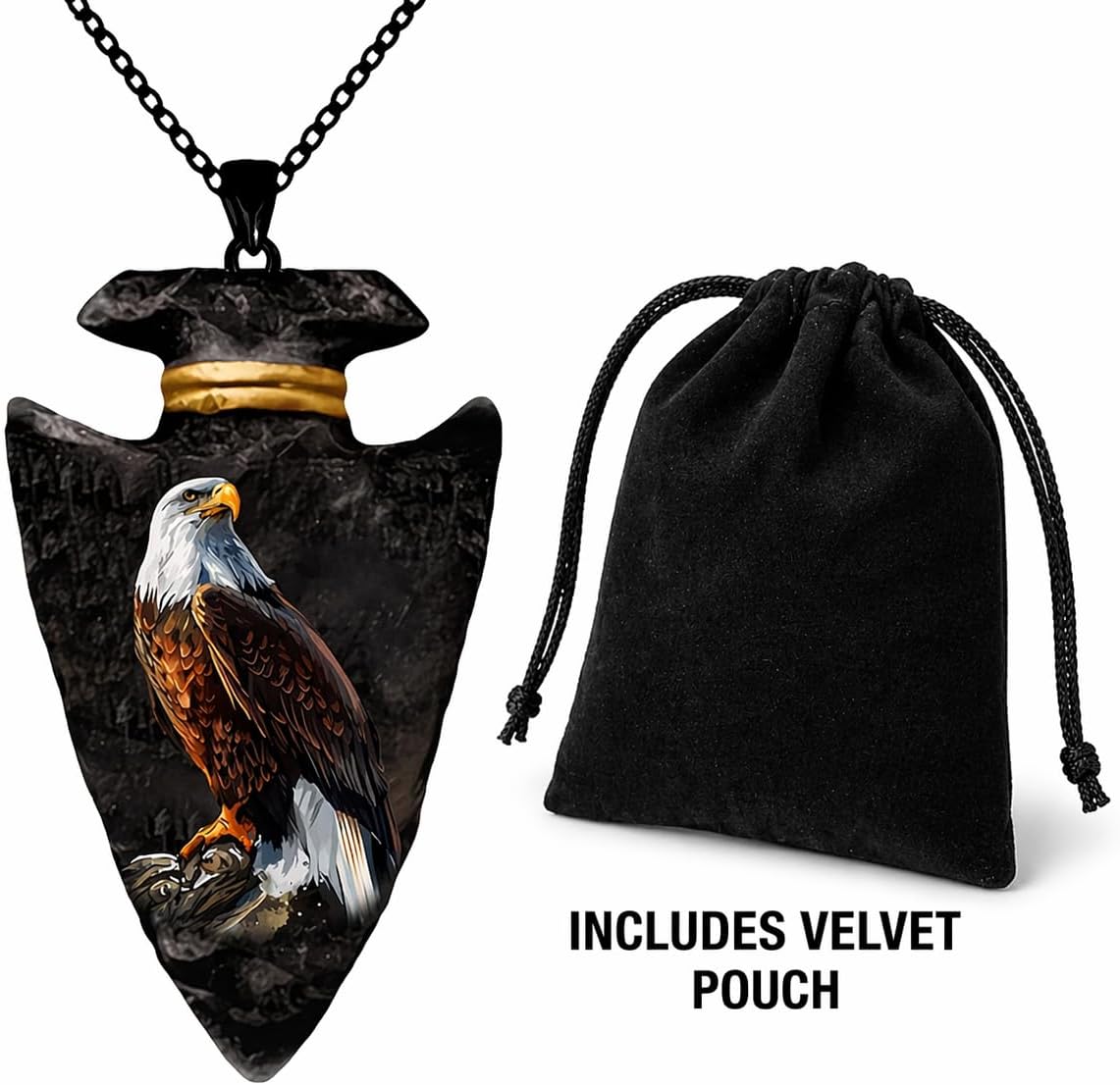 SUPAC Bald Eagle Triangle Pendant Necklace