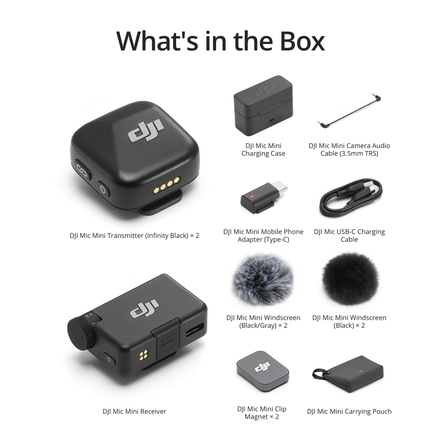 DJI Mic Mini (2 TX + 1 RX + Charging Case), Wireless Lavalier Microphone for Camera/iPhone/Android, Ultralight, Detail-Rich Audio, 48h Use, Noise Cancelling, Automatic Limiting, Vlog, Streaming 🍁 All In One Marketplace Canada
