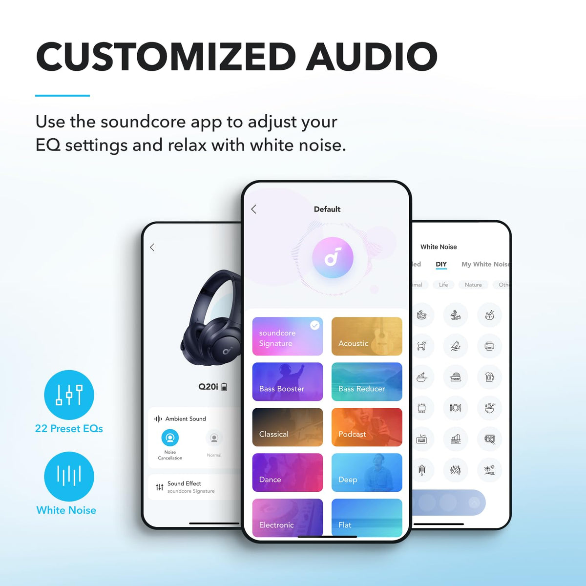 soundcore by Anker Q20i Hybrid Active Noise Cancelling Headphones, Wireless Over-Ear Bluetooth, 40H Long ANC Playtime, Hi-Res Audio, Big Bass, Customize via an App, Transparency Mode, Ideal for Travel 🍁 All In One Marketplace Canada