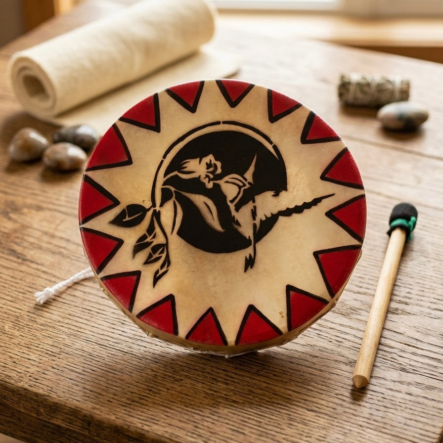 Hummingbird with flower 8” Hand Drum