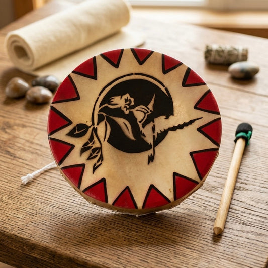 Hummingbird with flower 8” Hand Drum