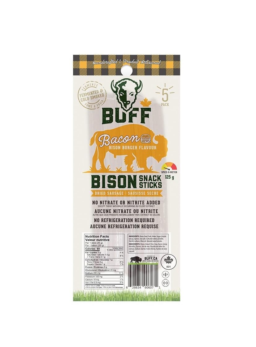 BUFF - Bison Snack Stick - Bacon Burger (30 x 50g 150)