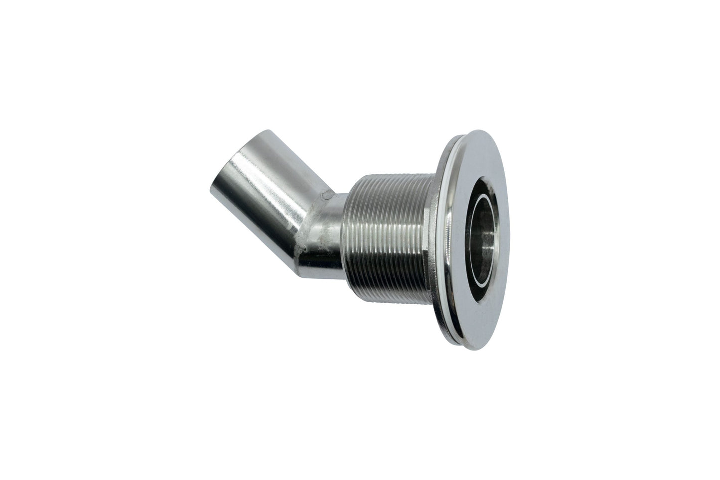 Thru Hull Fitting, 38 mm, 90° Base, Angled Connector, Boltless