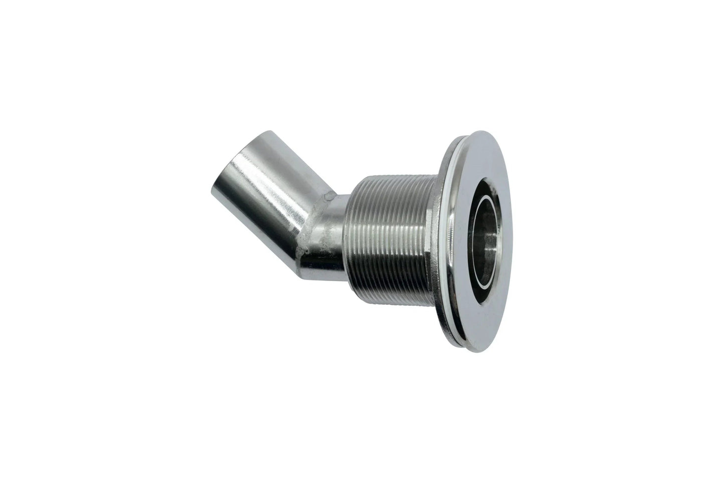 Stainless Steel Thru Hull Fitting, 38 mm, 90° Base, Angled Connector, Boltless