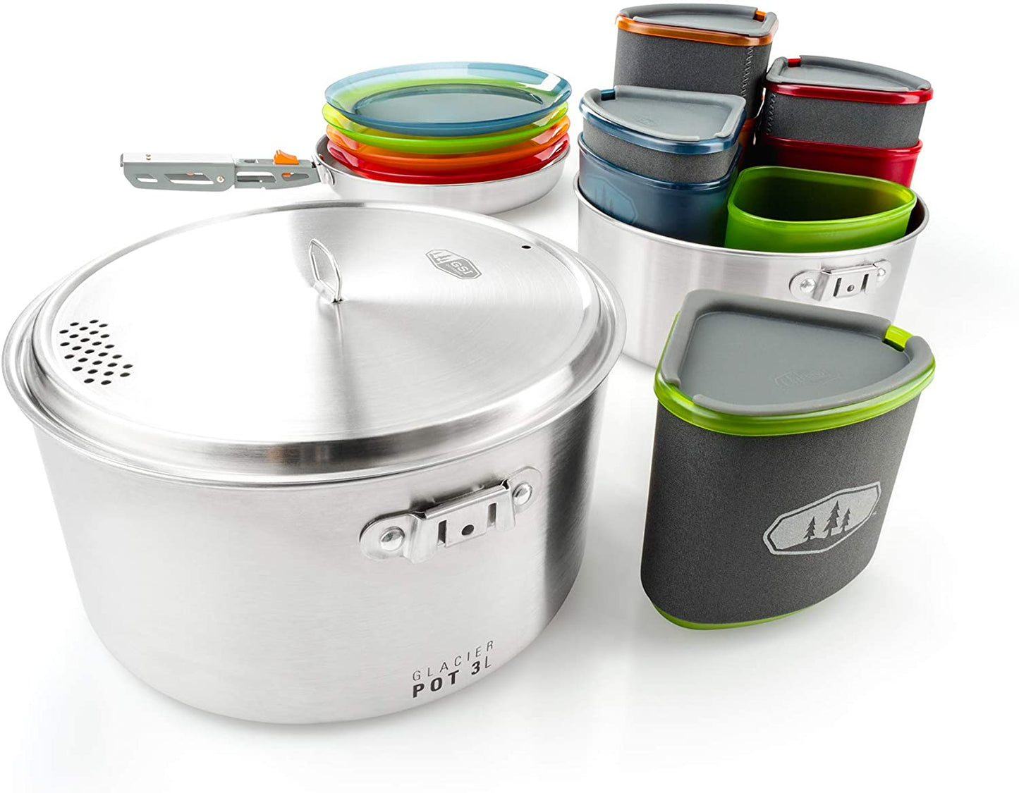 GSI Outdoors Glacier Stainless Camper Four Person Multi-Use Cookset