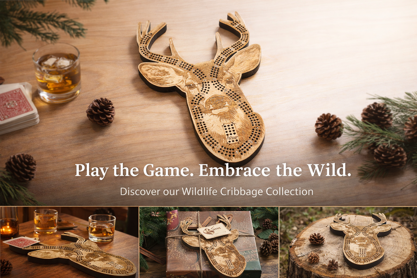 Deer Head Cribbage Board