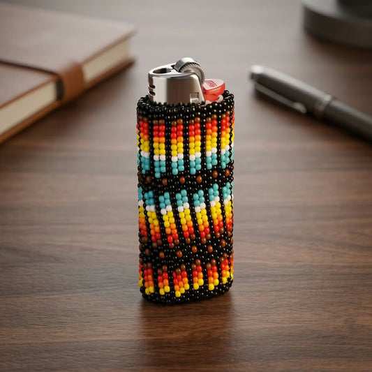 Black Beaded Lighter Case
