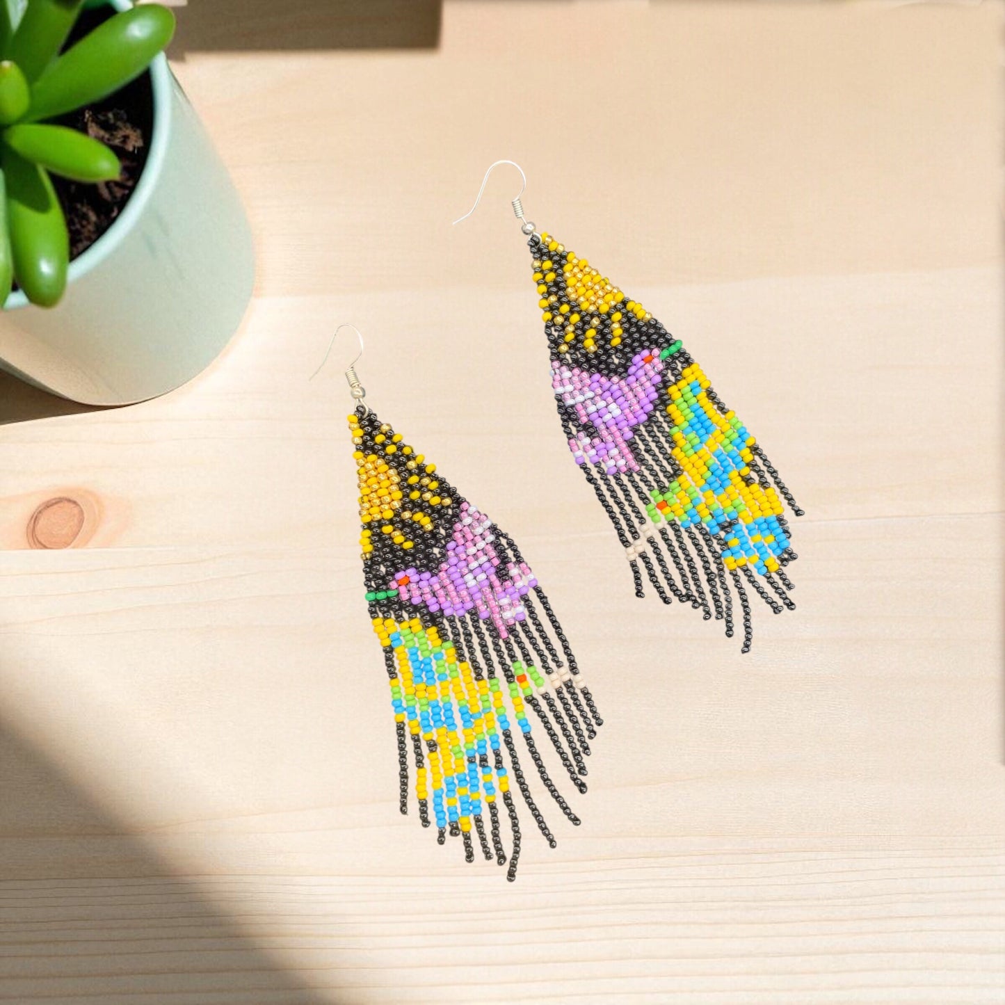 Black Sky Dancer Beaded Earrings