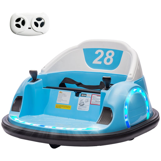 12V Bumper Car for Toddlers, Ride On Car with 360 Degree Remote Control, Lights Music Horn, for 1.5-5 Years, Light Blue
