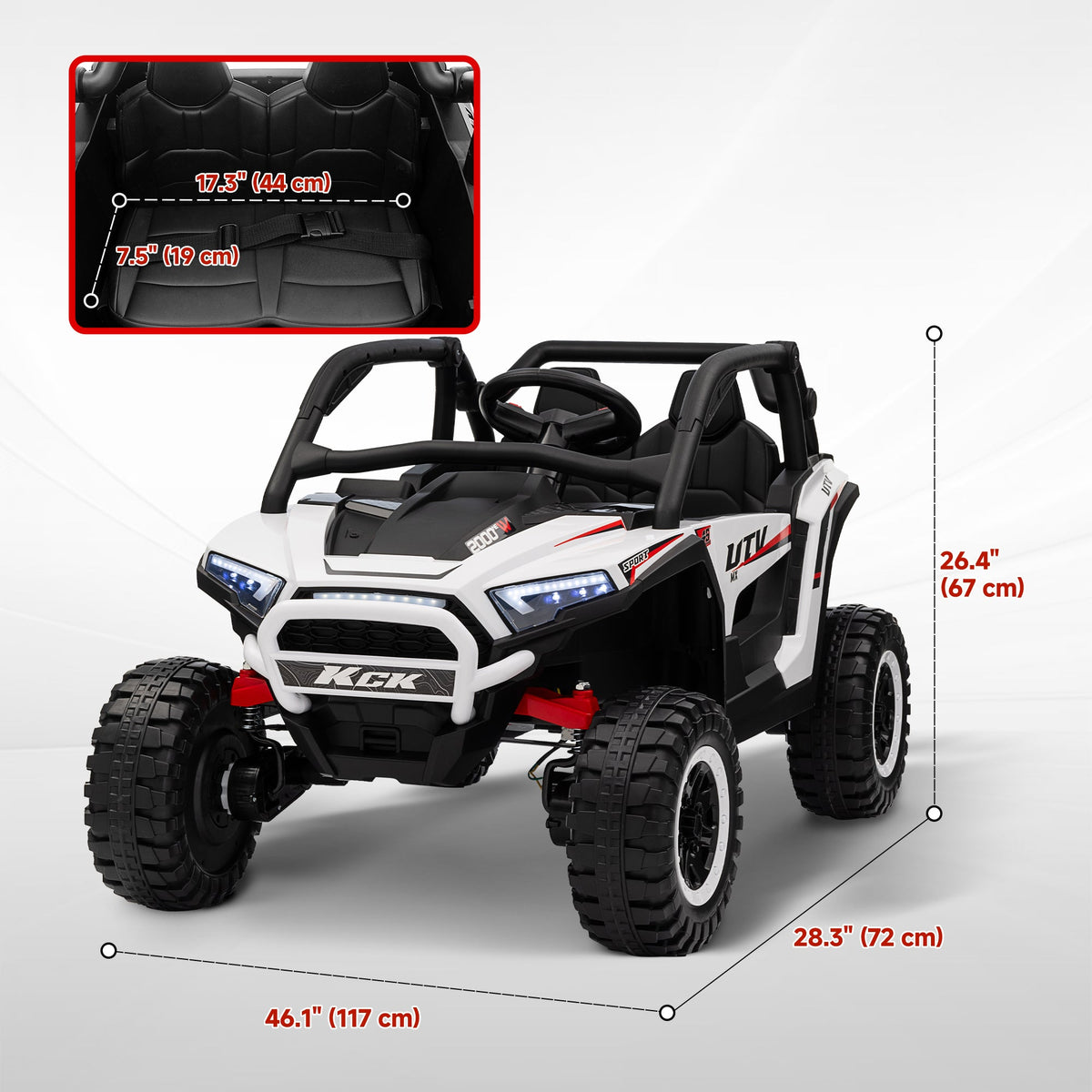 2 Seater 24V 7AH Ride on Truck, Electric Car for Kids w/ Spring Suspension, Remote Lights, Horn, Music, Blue