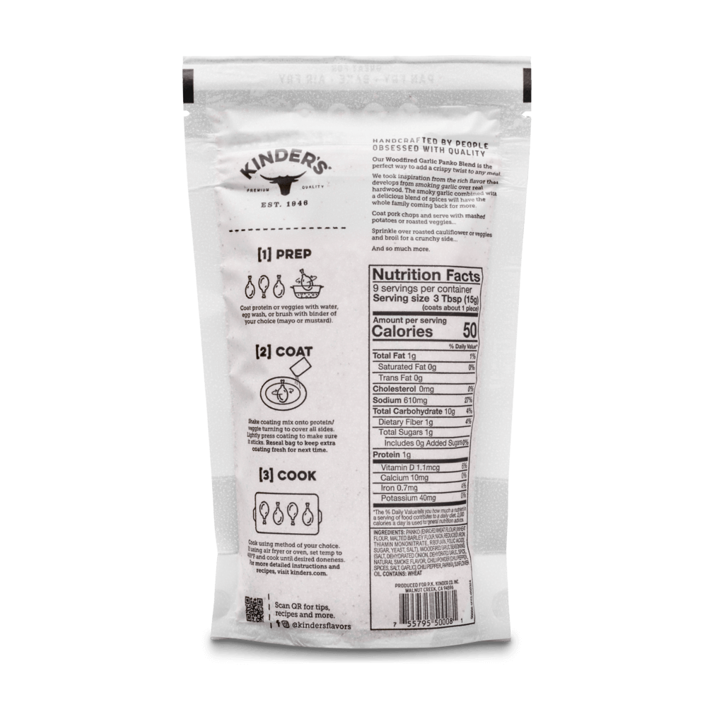 Kinder's Woodfired Garlic Crispy Panko Blend with Hardwood Smoked Flavor
