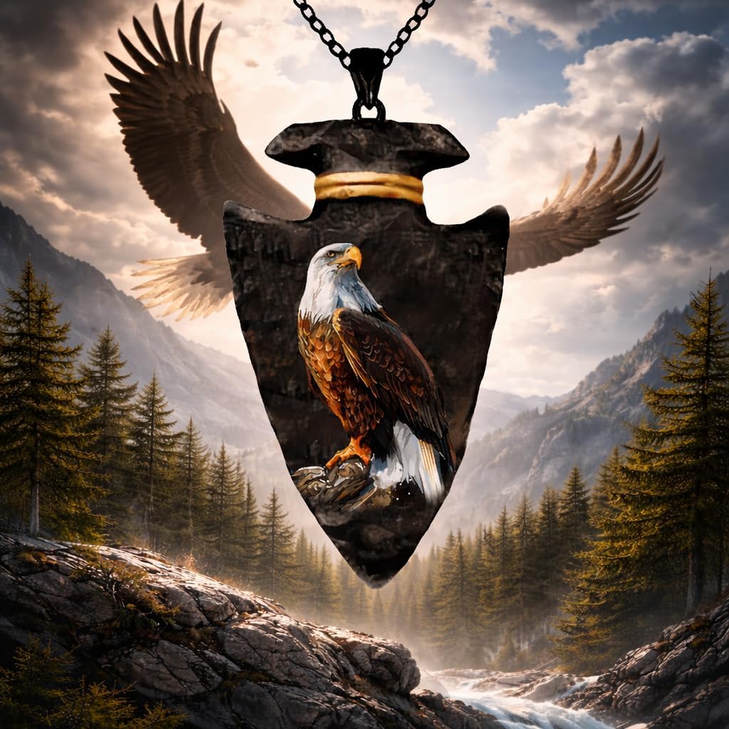 SUPAC Bald Eagle Triangle Pendant Necklace