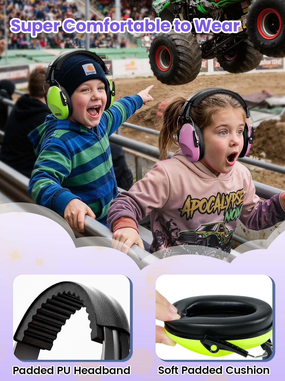 2 Pack Noise Cancelling Headphones for Kids: Dr.meter Kids Ear Protection Earmuffs for Autism Sensory - Hearing Protection Earmuffs for Monster Truck Concerts Study and Fireworks - (green+pink) 🍁 All In One Marketplace Canada