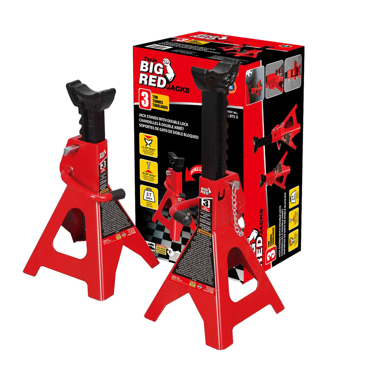 Torin T43002A Big Red Steel Jack Stands: Double Locking, 3 Ton Capacity, 1 Pair 🍁 All In One Marketplace Canada