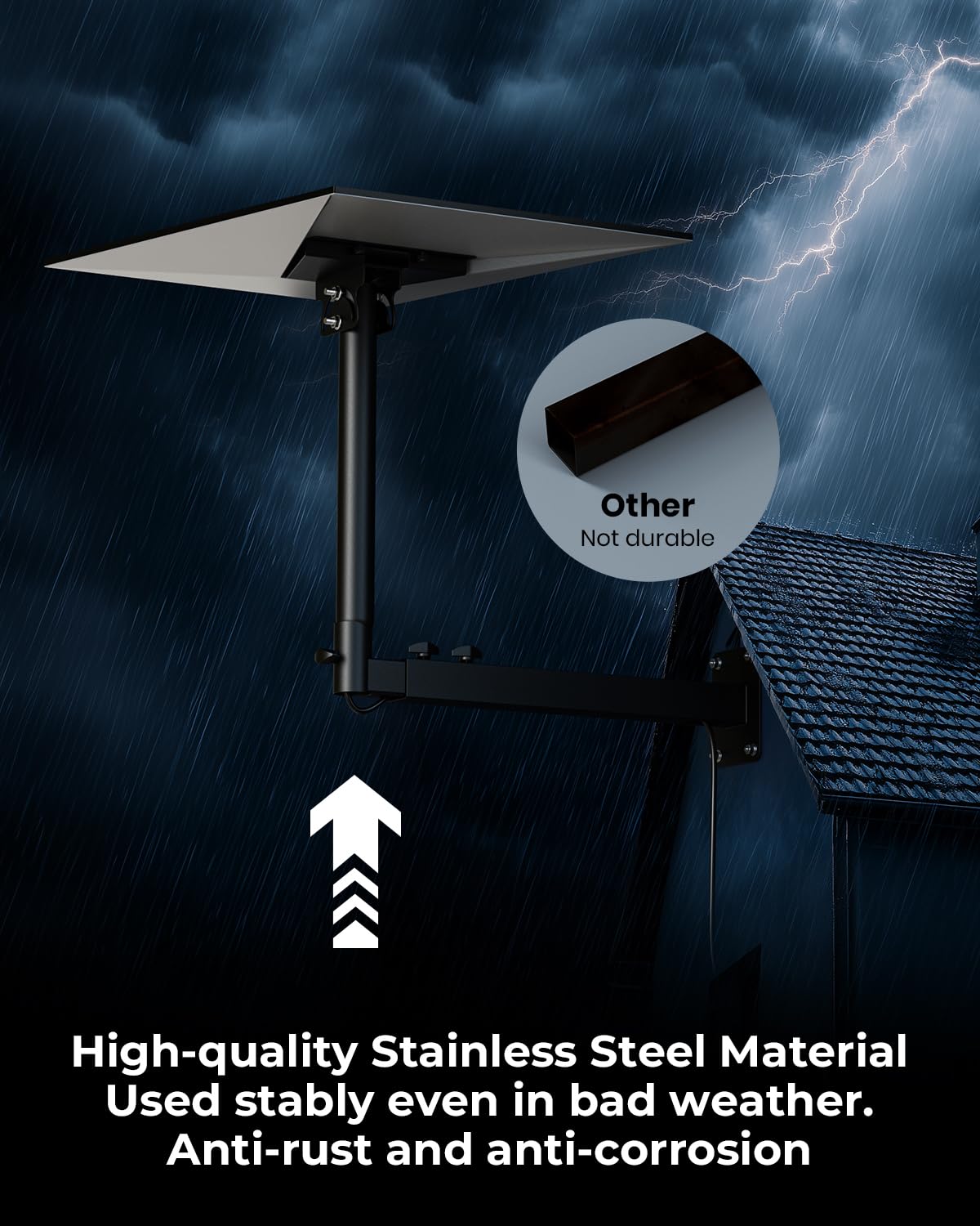 Starlink Mount, 360°Adjustable Starlink Gen 3 Mount Telescoping Support Arm with Pipe Adapter, Rustproof, Weatherproof for Concrete Walls/Wood Walls, Easy Installation for Starlink Standard 4/4X/V3 🍁 All In One Marketplace Canada