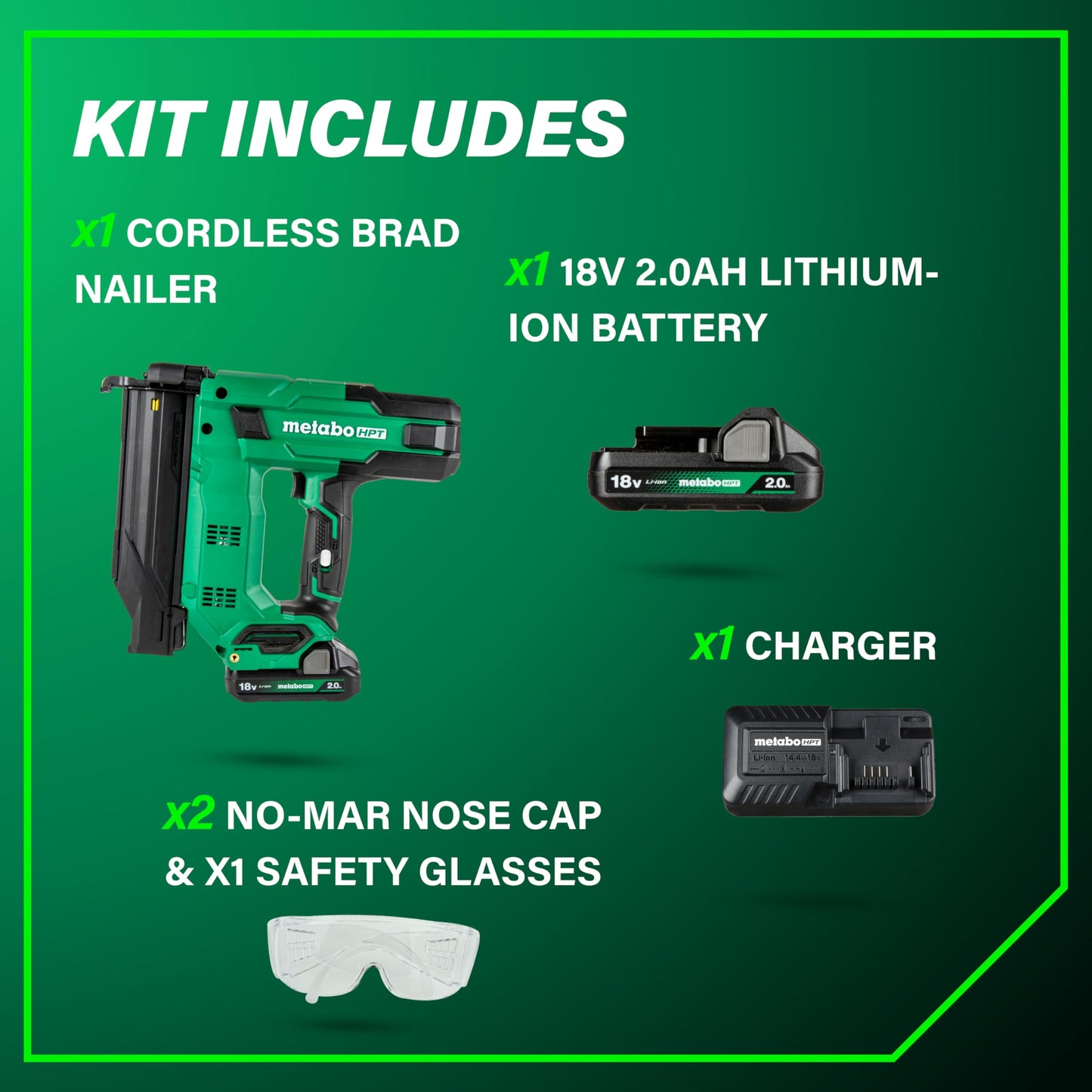 Metabo HPT 18V MultiVolt™ 18-Ga Compact Cordless Brad Nailer Kit, Includes 1-18V 2.0 Ah Battery, NT1850DGM 🍁 All In One Marketplace Canada