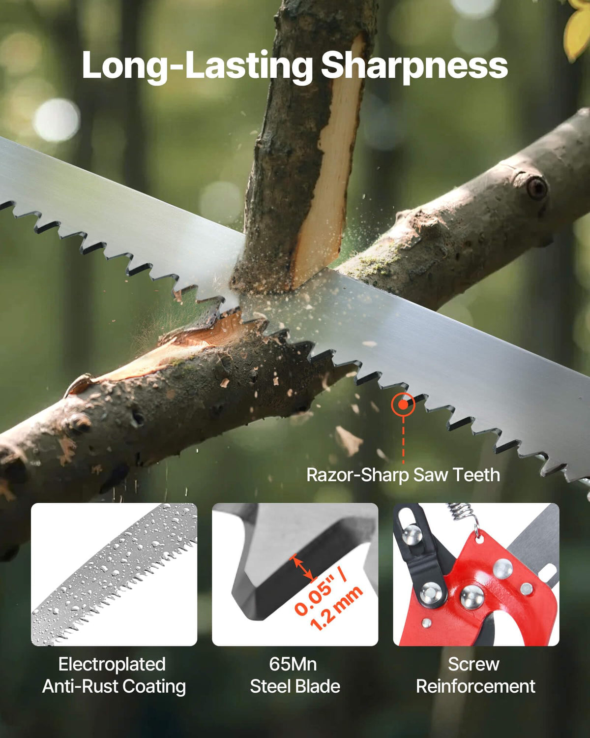 VEVOR Manual Pole Saw, 3.87-27 ft Extendable Pole Tree Pruner with Scissors, Sharp 65Mn Steel Blade, Lightweight Fiberglass Handle Pole, for High Branch Trimming, Pruning Tool for Palms and Shrubs 🍁 All In One Marketplace Canada