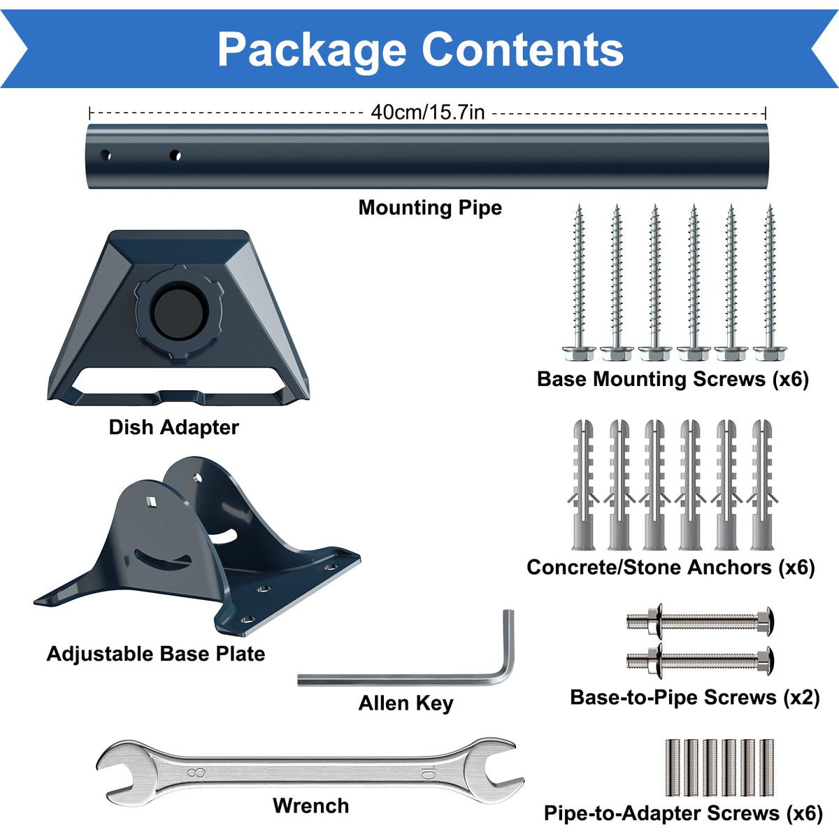 Starlink Gen 3/4/4X Mount Adapter Aluminum Alloy, 15.7" Heavy Duty Steel Pivot Pole Pipe with Adjustable Base (Roof Mount) 🍁 All In One Marketplace Canada