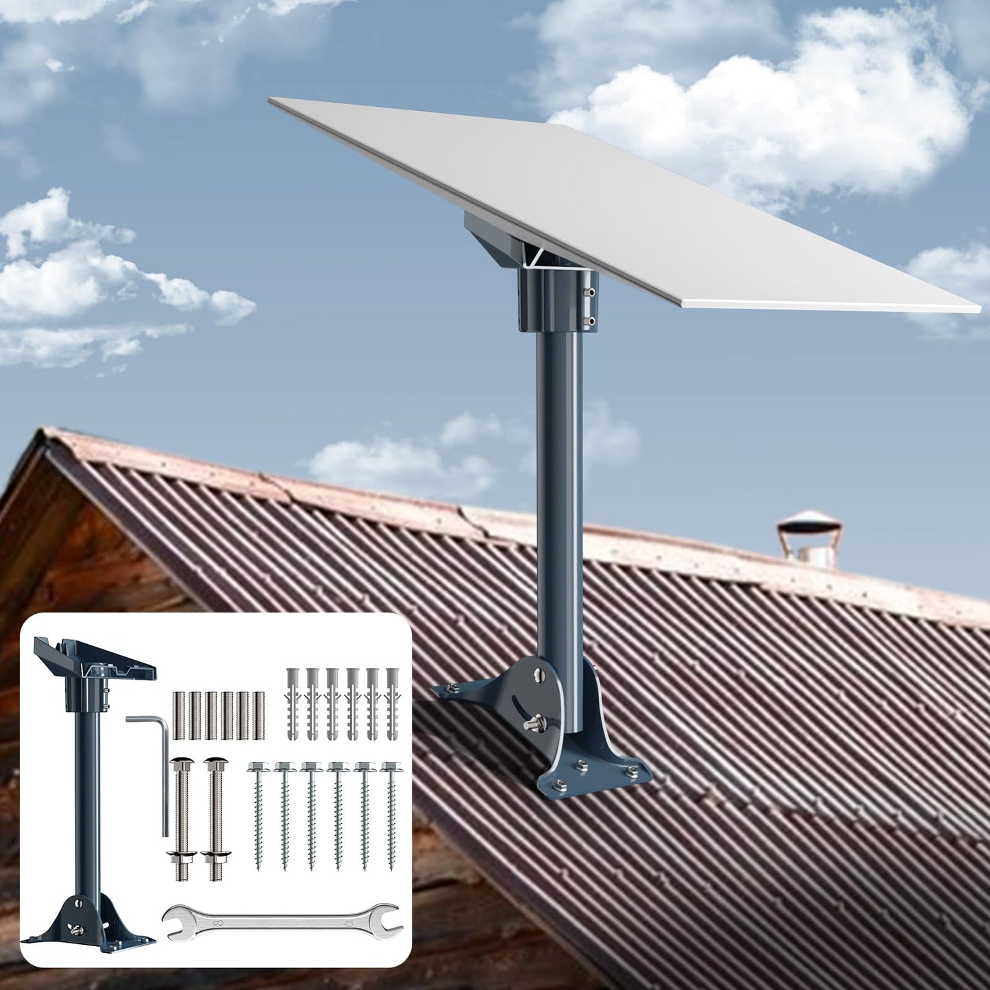 Starlink Gen 3/4/4X Mount Adapter Aluminum Alloy, 15.7" Heavy Duty Steel Pivot Pole Pipe with Adjustable Base (Roof Mount) 🍁 All In One Marketplace Canada