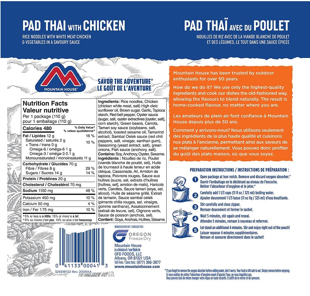 Mountain House Pad Thai with Chicken, Freeze Dried Emergency Food (1 Pouch) 🍁 All In One Marketplace Canada