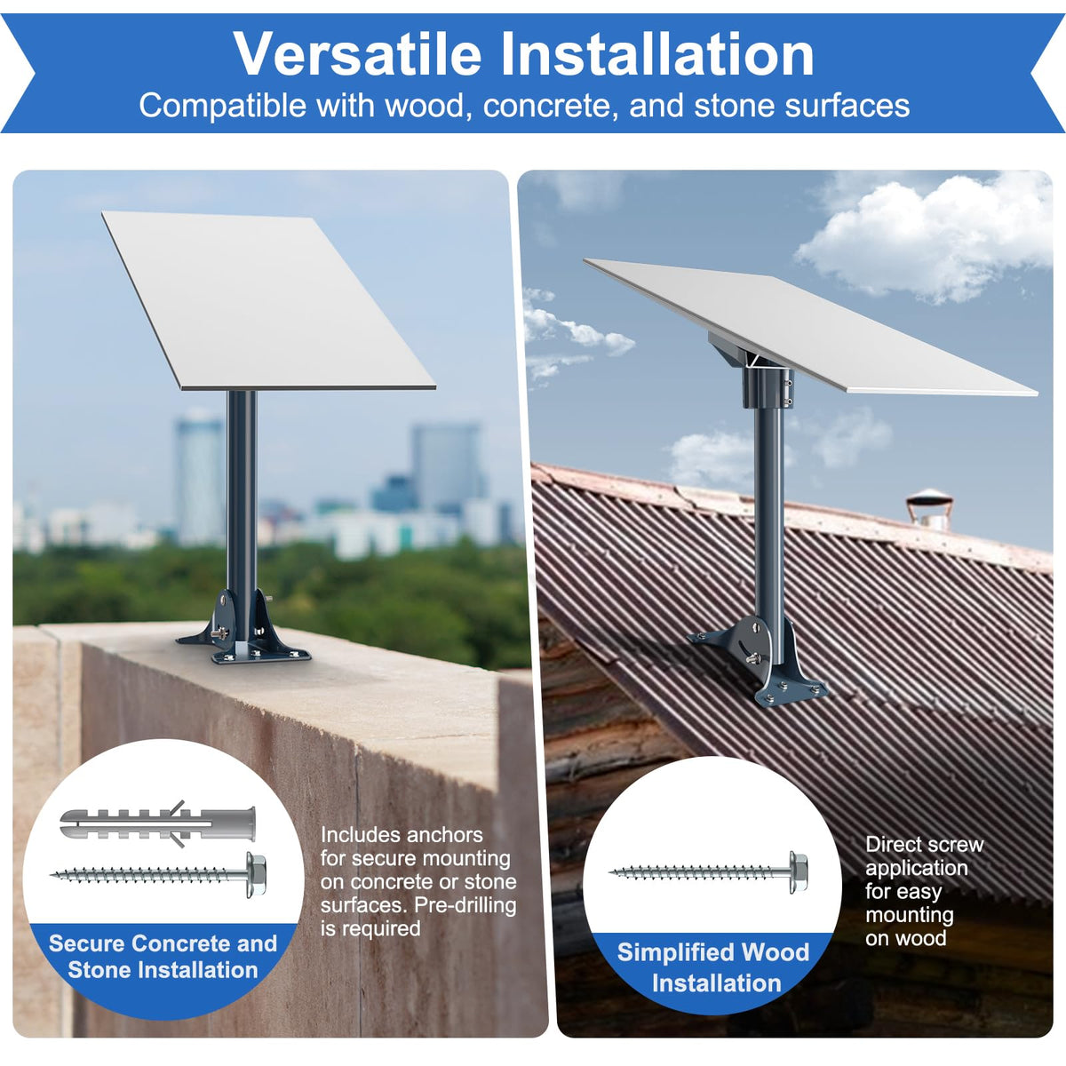 Starlink Gen 3/4/4X Mount Adapter Aluminum Alloy, 15.7" Heavy Duty Steel Pivot Pole Pipe with Adjustable Base (Roof Mount) 🍁 All In One Marketplace Canada