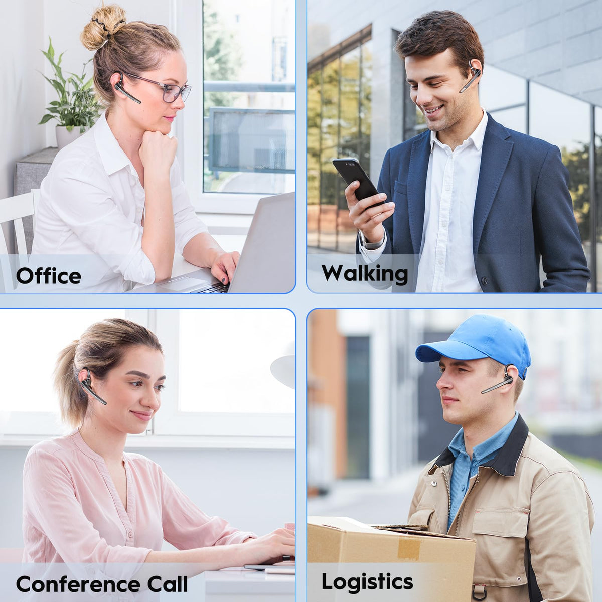 New bee Bluetooth Headset V5.1, 72H Talktime Wireless Bluetooth Earpiece for Cellphone with 500mah Charging Case Dual Mic Noise Cancelling Hands-Free Earphones for Office Driver Calls 🍁 All In One Marketplace Canada