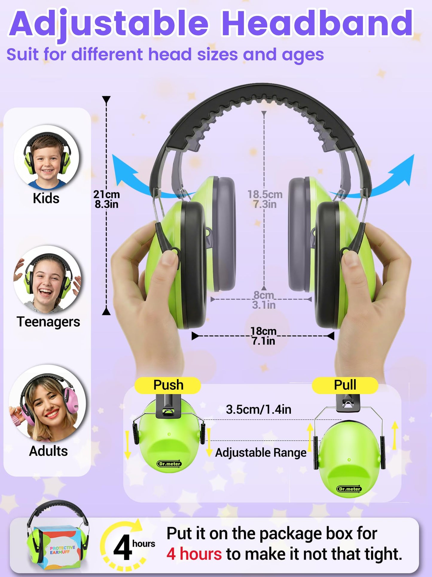 2 Pack Noise Cancelling Headphones for Kids: Dr.meter Kids Ear Protection Earmuffs for Autism Sensory - Hearing Protection Earmuffs for Monster Truck Concerts Study and Fireworks - (green+pink) 🍁 All In One Marketplace Canada