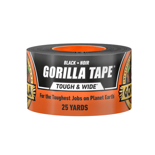 Gorilla Tough & Wide Utility Tape, Duct Tape, Double-Thick Adhesive, All Weather Resistant Shell, Reinforced Backing, Black, 2.8 in x 25 yd (Pack of 1) 🍁 All In One Marketplace Canada