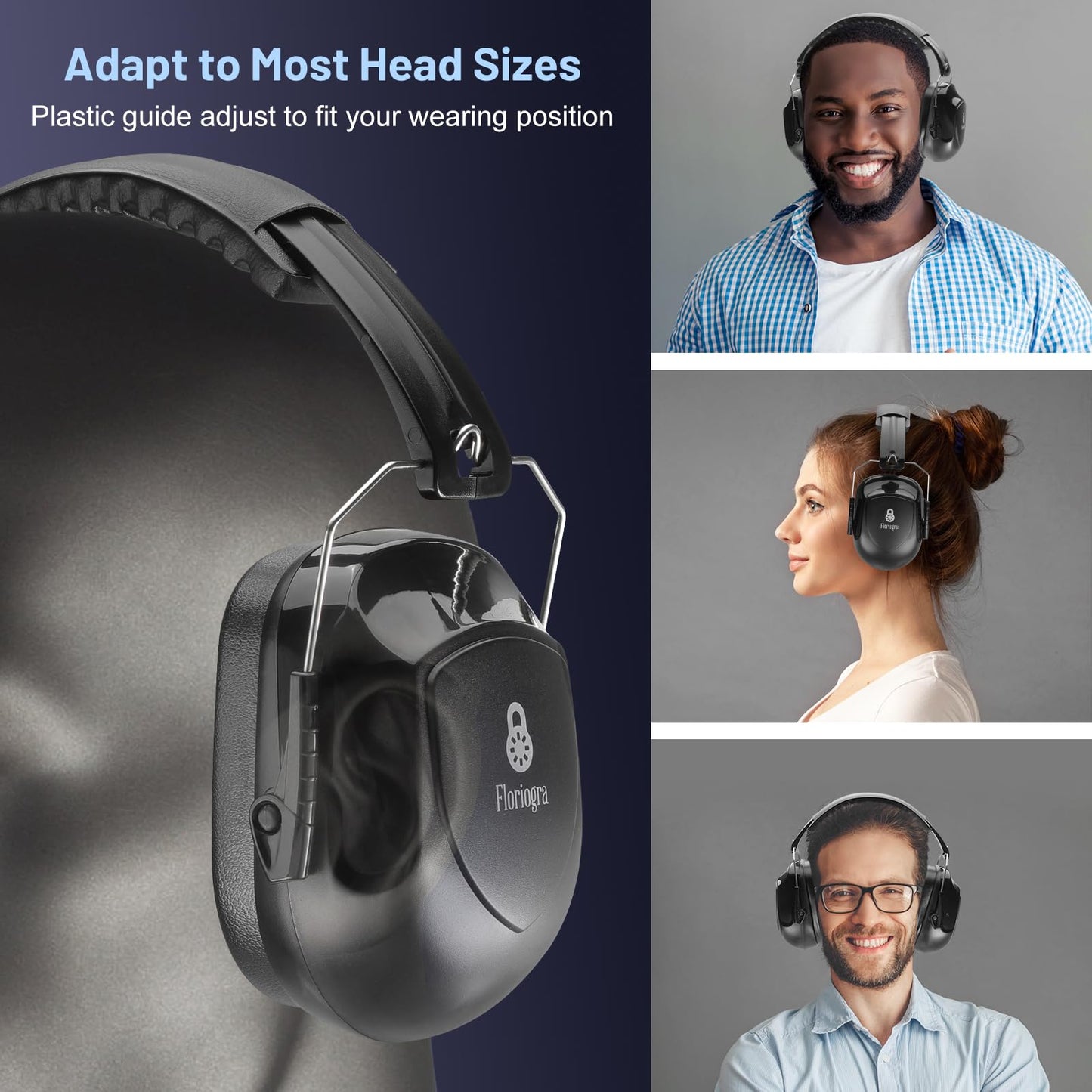 Floriogra 2 Pack Ear Protection Ear Muffs Noise Reduction, SNR 35dB Hearing Protection Earmuffs, Noise Cancelling Ear Muffs, Noise Cancelling Headphones for Autism,for Shooting, Mowing, Hunting 🍁 All In One Marketplace Canada