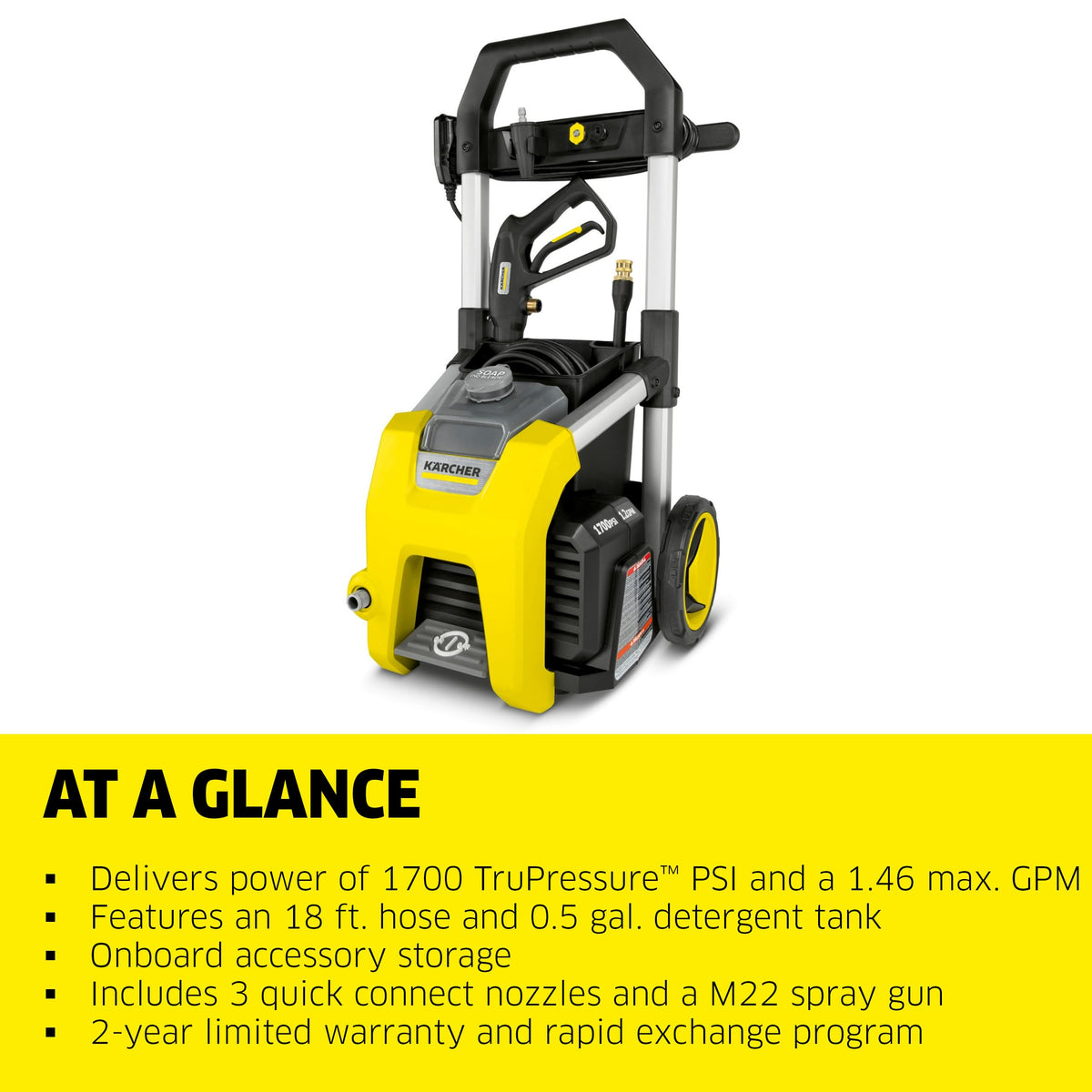 Kärcher K1700 Max 2125 PSI Electric Pressure Washer with 3 Spray Nozzles - Great for Cleaning Cars, Siding, Driveways, Fencing and More - 1.2 GPM 🍁 All In One Marketplace Canada