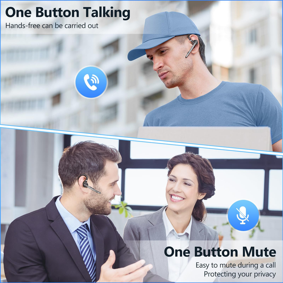 New bee Bluetooth Headset V5.1, 72H Talktime Wireless Bluetooth Earpiece for Cellphone with 500mah Charging Case Dual Mic Noise Cancelling Hands-Free Earphones for Office Driver Calls 🍁 All In One Marketplace Canada