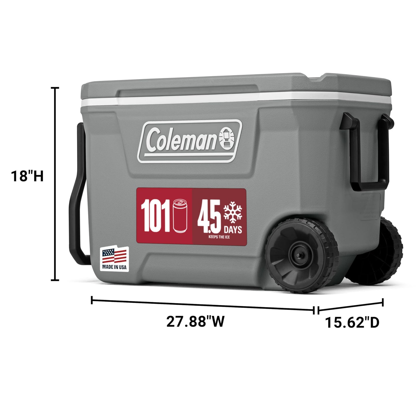 Coleman Classic Series 62-Qt Insulated Portable Cooler w/Heavy Duty Wheels, 58L Leak-Proof Wheeled Cooler w/ 101 Can Capacity, Keeps Ice for up to 5 Days, Great for Beach, Camping, Sports 🍁 All In One Marketplace Canada
