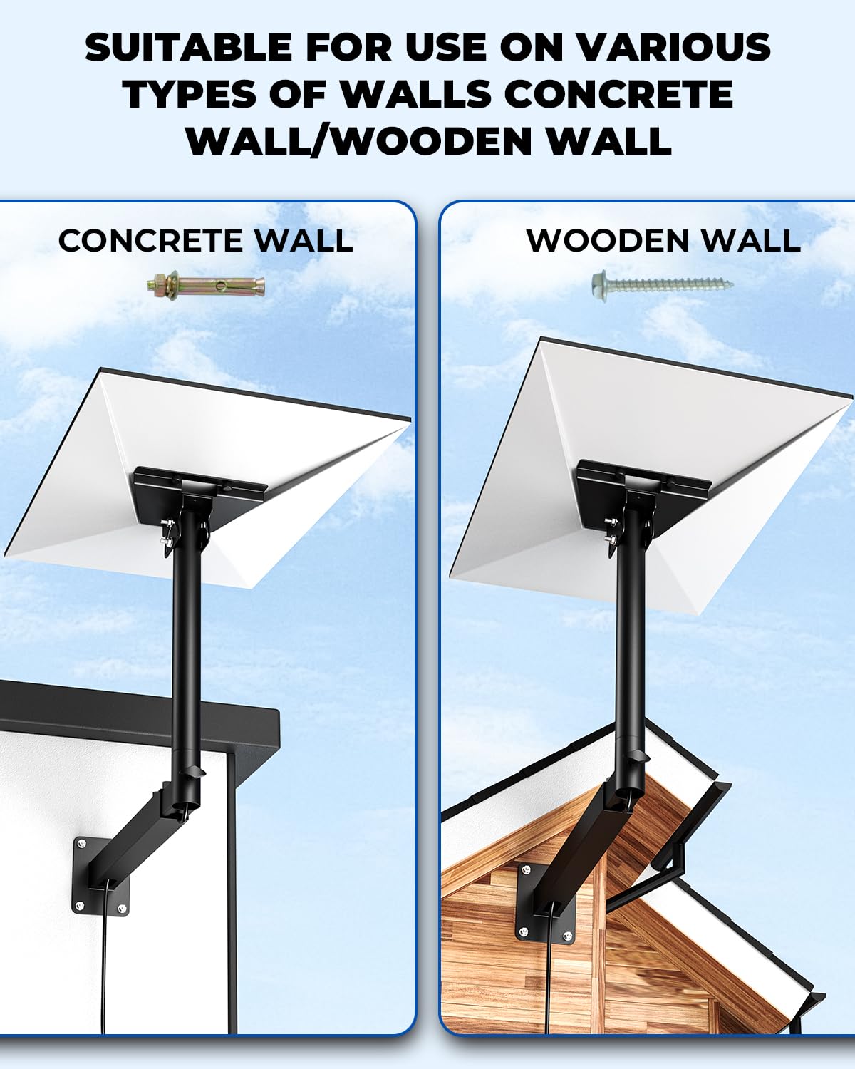 Starlink Mount, 360°Adjustable Starlink Gen 3 Mount Telescoping Support Arm with Pipe Adapter, Rustproof, Weatherproof for Concrete Walls/Wood Walls, Easy Installation for Starlink Standard 4/4X/V3 🍁 All In One Marketplace Canada